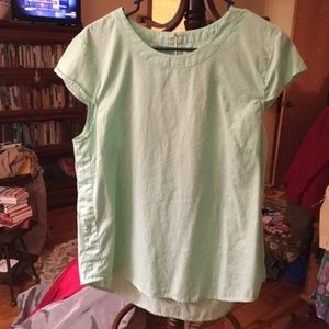 J. Crew Mint Green Cotton Blouse. High Low L